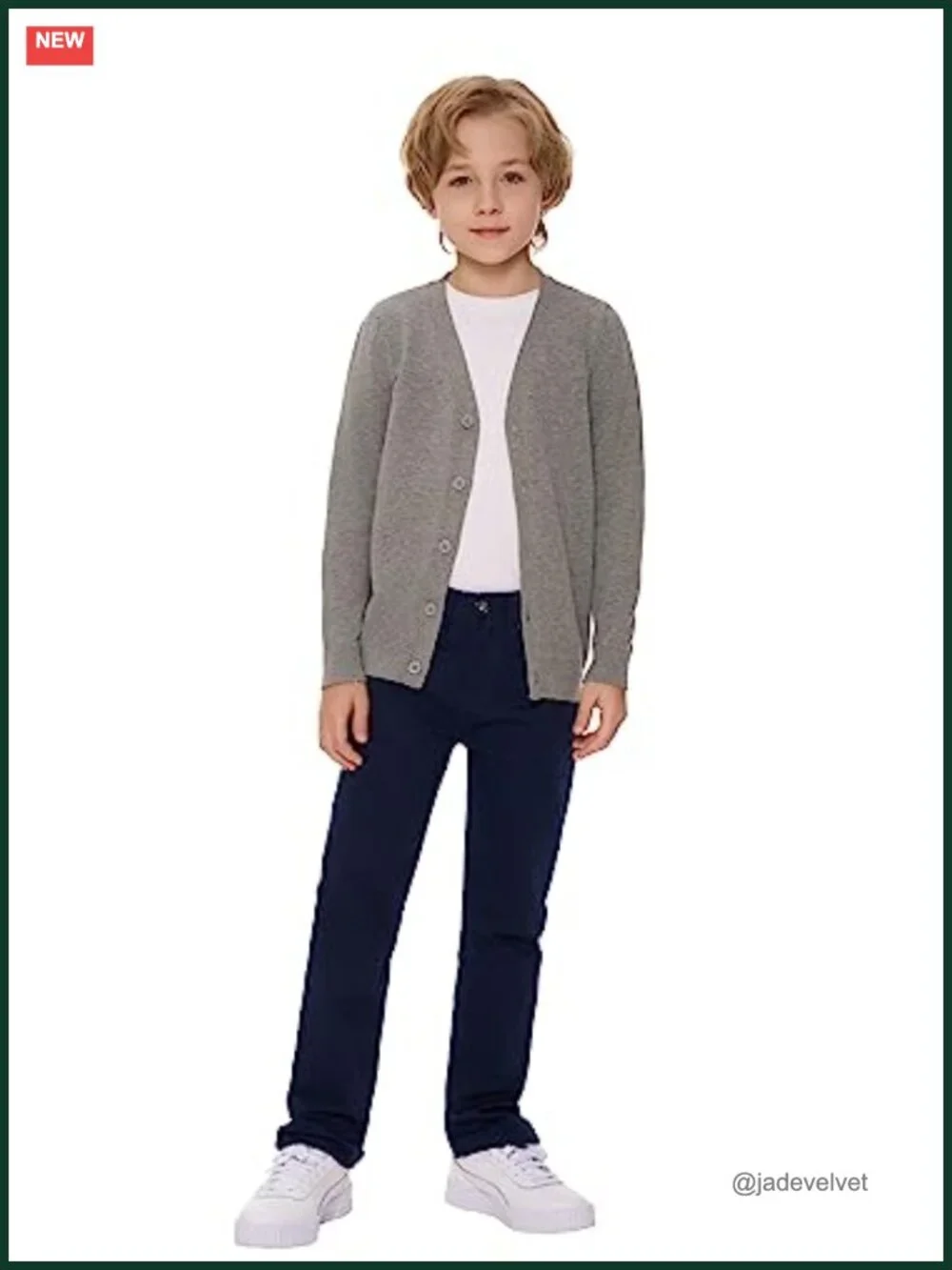 Boys V-Neck Cardigan Sweater Button Down Soft Cotton School Uniform